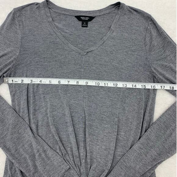Simply Vera Wang Women's Medium Top Faux Wrap Lightweight Soft Grey Long Sleeve - Picture 4 of 8